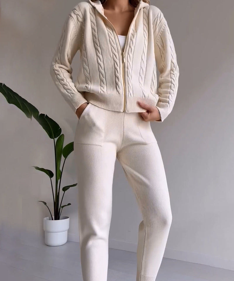 Ania - Set casual din două piese cu jacquard răsucit