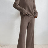 Wilma – Set Tricotat Doi Piese Pulover V și Pantaloni Confortabili