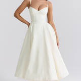 Julia™ | Rochie midi din satin cu corset