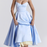 Julia™ | Rochie midi din satin cu corset