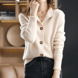 Anny – Cardigan de Damă din Cașmir cu Guler Retro Elegant