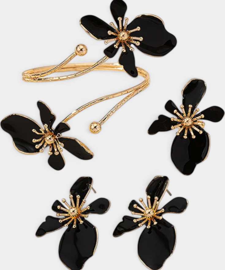 Irina – Set floral cu brățară, cercei și inel