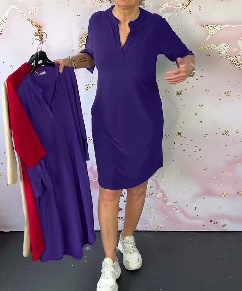 Lina – Rochie Polo Damă Confortabilă cu Mâneci 3/4