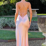 Meliva – Rochie Maxi de Damă cu Decolteu Înalt Satinată