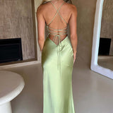 Amara – Rochie de Damă Maxi Satin Elegantă cu Fisură