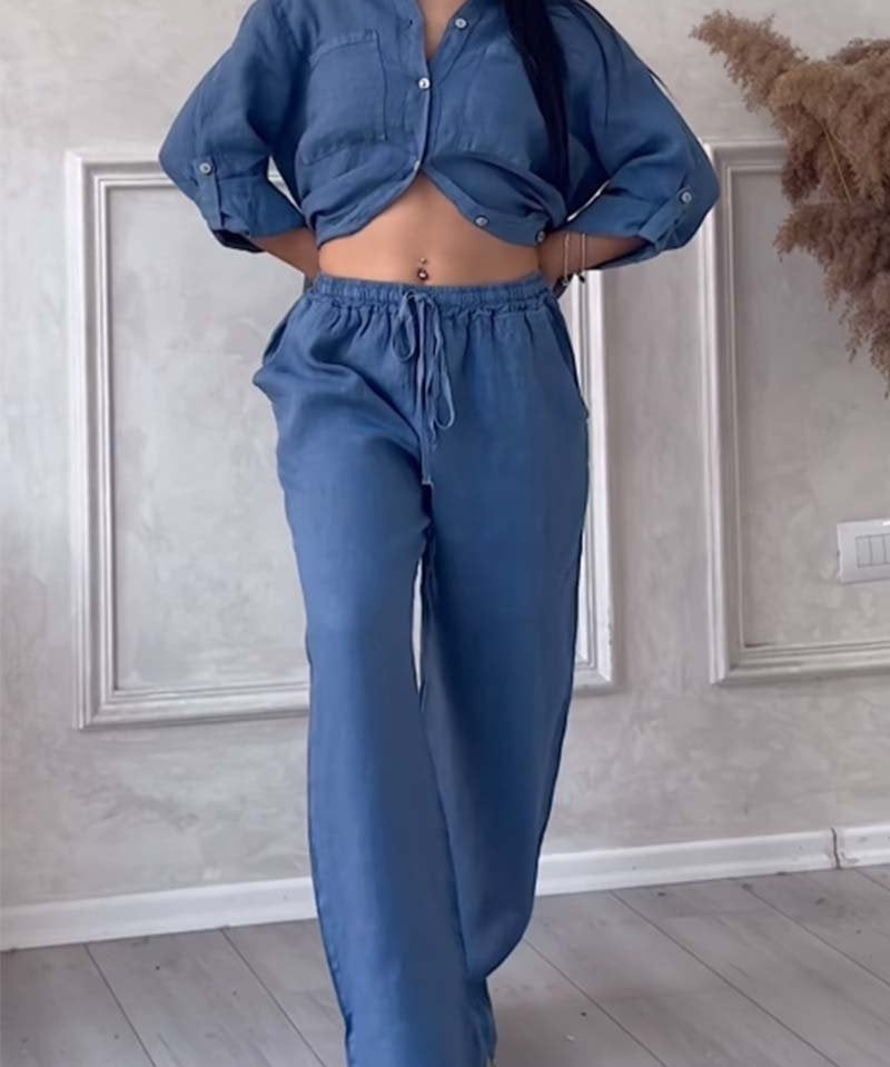 Fara | Set din Bumbac și In Luxe – Cămașă și Pantaloni