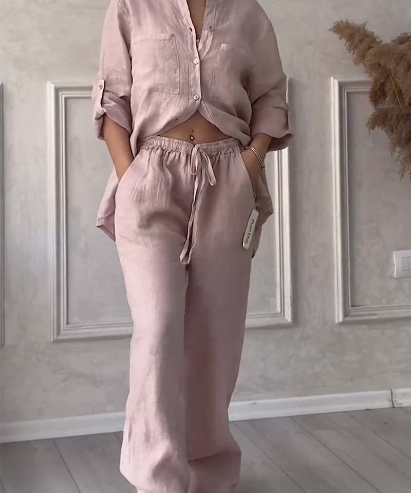 Fara | Set din Bumbac și In Luxe – Cămașă și Pantaloni
