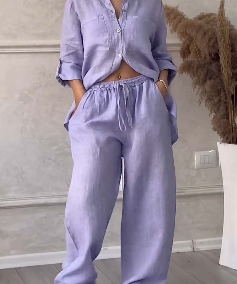 Fara | Set din Bumbac și In Luxe – Cămașă și Pantaloni