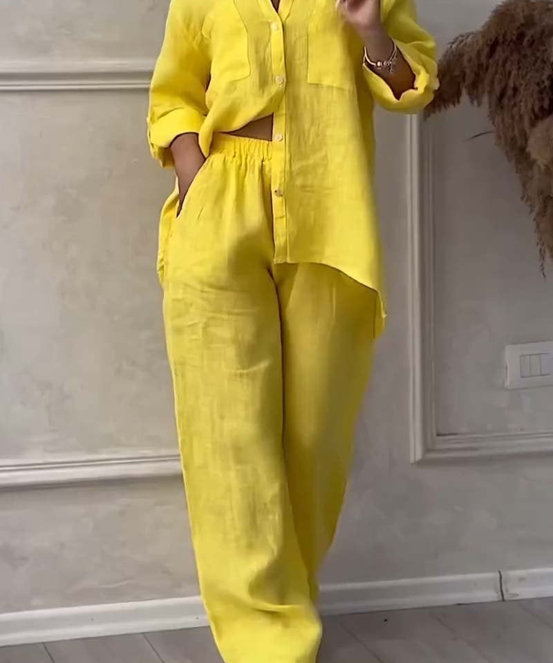 Fara | Set din Bumbac și In Luxe – Cămașă și Pantaloni