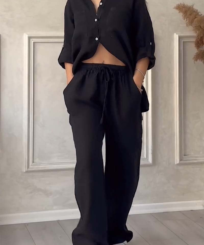 Fara | Set din Bumbac și In Luxe – Cămașă și Pantaloni