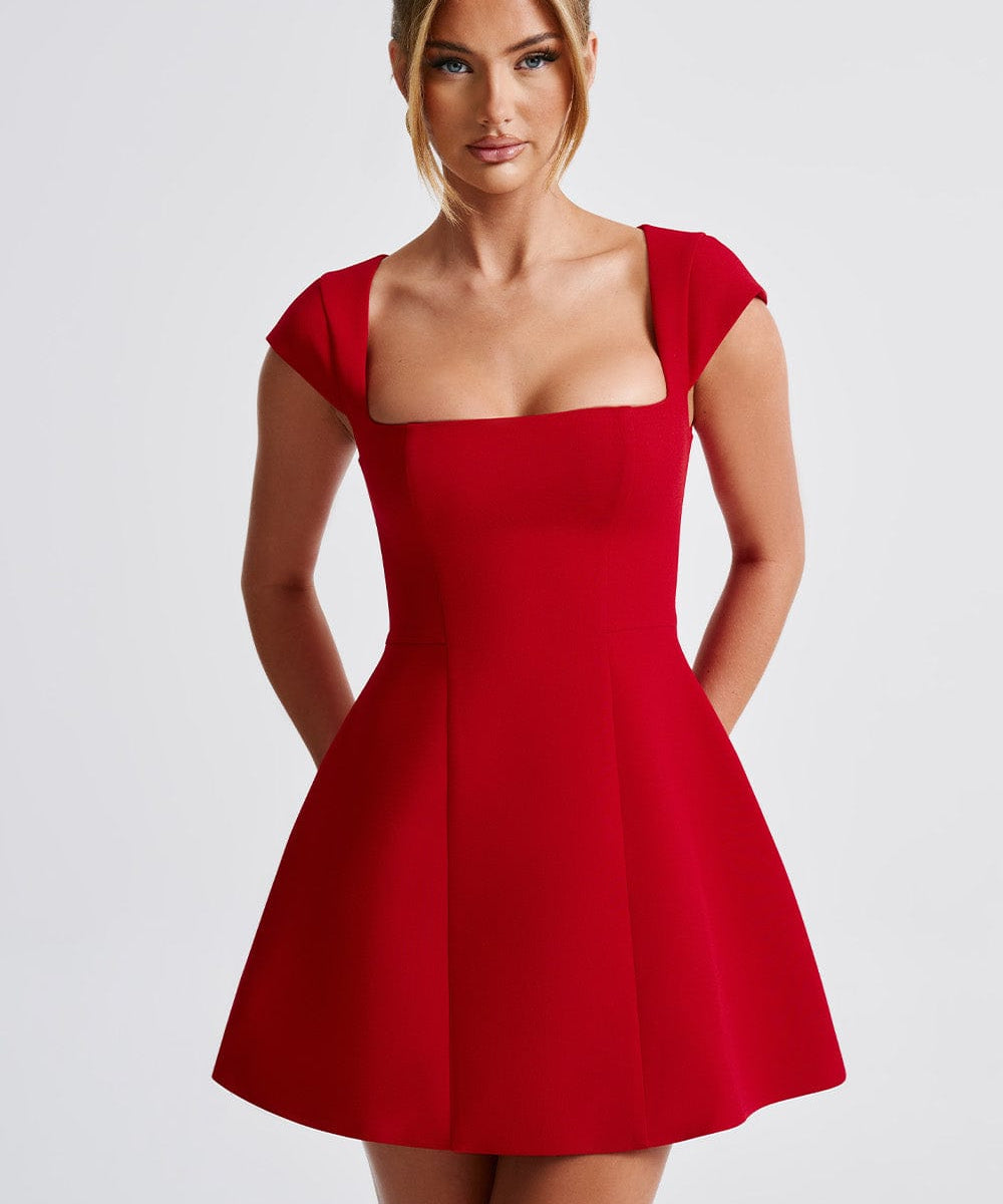 Avenel – Rochie Mini Elegantă de Damă cu Decolteu Pătrat