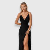 Isalie – Rochie de Damă Elegantă Maxy Drapată din Satin