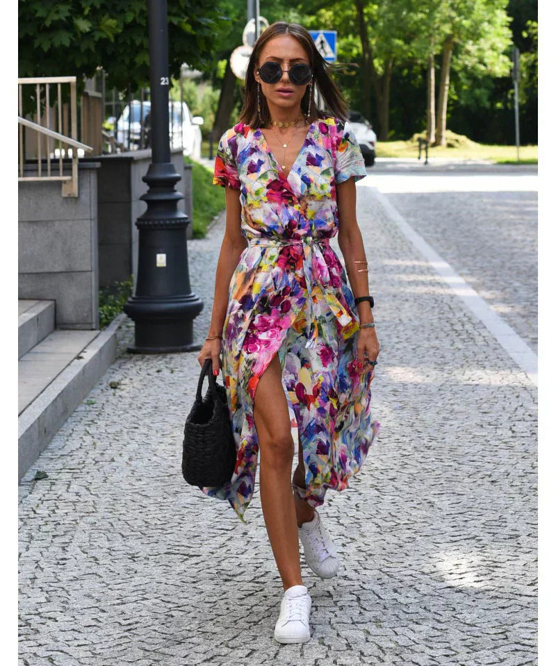 Agnieska – Rochie de Damă Elegantă Midi cu Decolteu în V