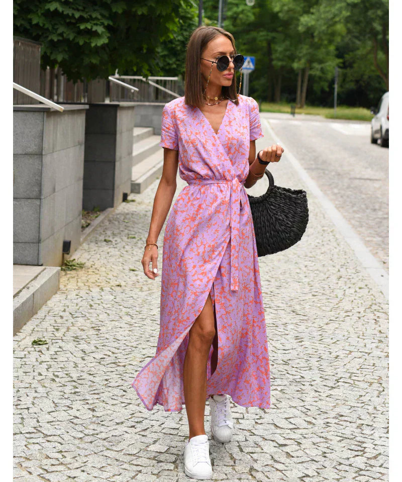 Agnieska – Rochie de Damă Elegantă Midi cu Decolteu în V