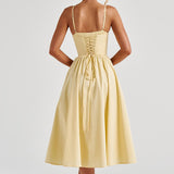 Grace – Rochie Midi Corset Elegantă Roz Blush