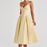 Grace – Rochie Midi Corset Elegantă Roz Blush