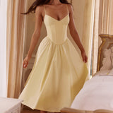 Grace – Rochie Midi Corset Elegantă Roz Blush