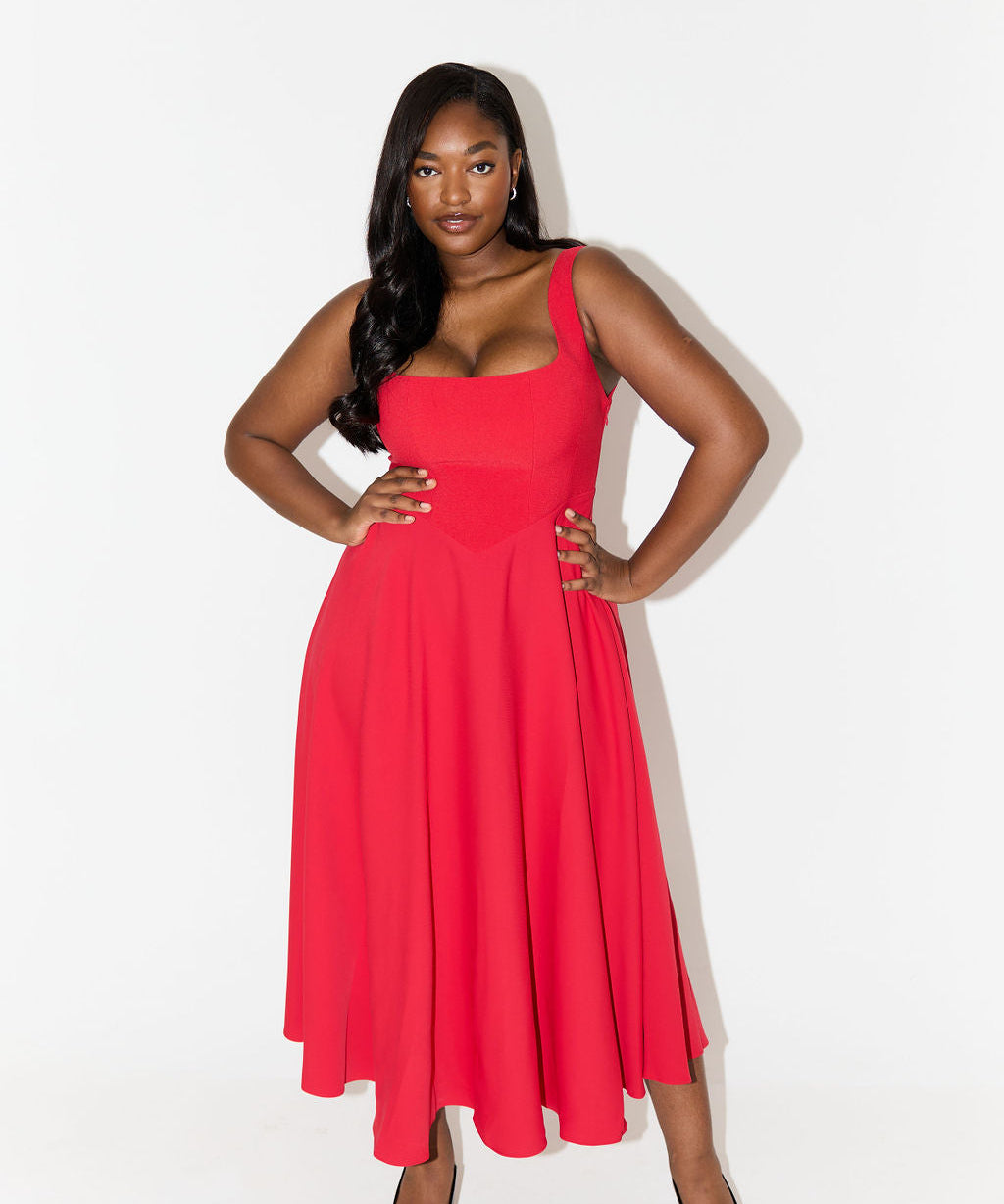 Amelia – Rochie Midi Fluidă de Damă Elegantă