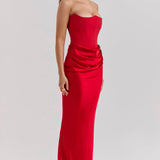 Madison – Rochie Satinată de Damă cu Siluetă Clepsidră Elegantă