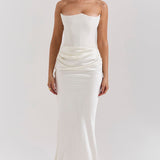 Madison – Rochie Satinată de Damă cu Siluetă Clepsidră Elegantă