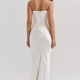 Madison – Rochie Satinată de Damă cu Siluetă Clepsidră Elegantă