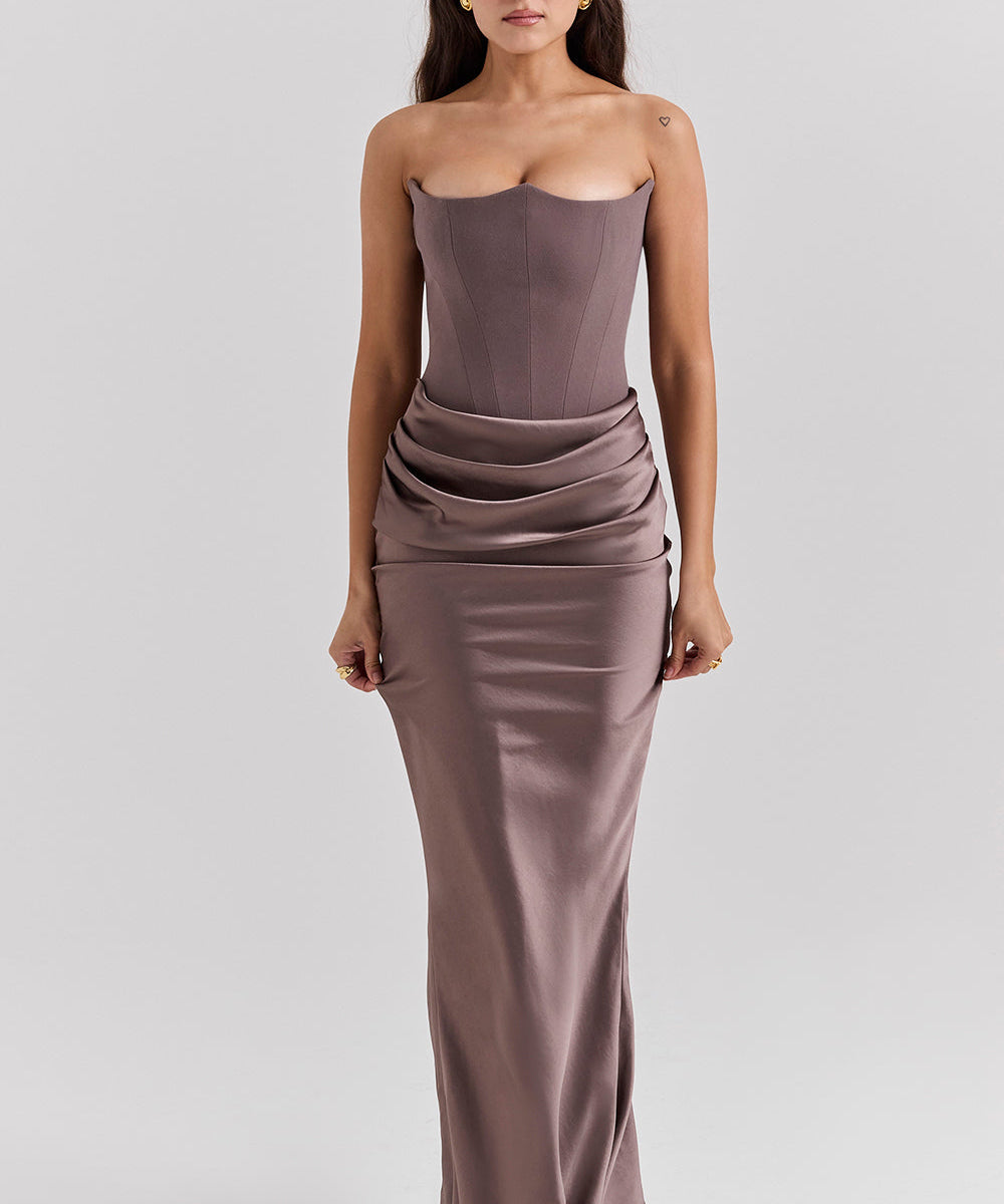 Madison – Rochie Satinată de Damă cu Siluetă Clepsidră Elegantă