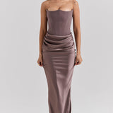 Madison – Rochie Satinată de Damă cu Siluetă Clepsidră Elegantă