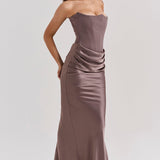 Madison – Rochie Satinată de Damă cu Siluetă Clepsidră Elegantă