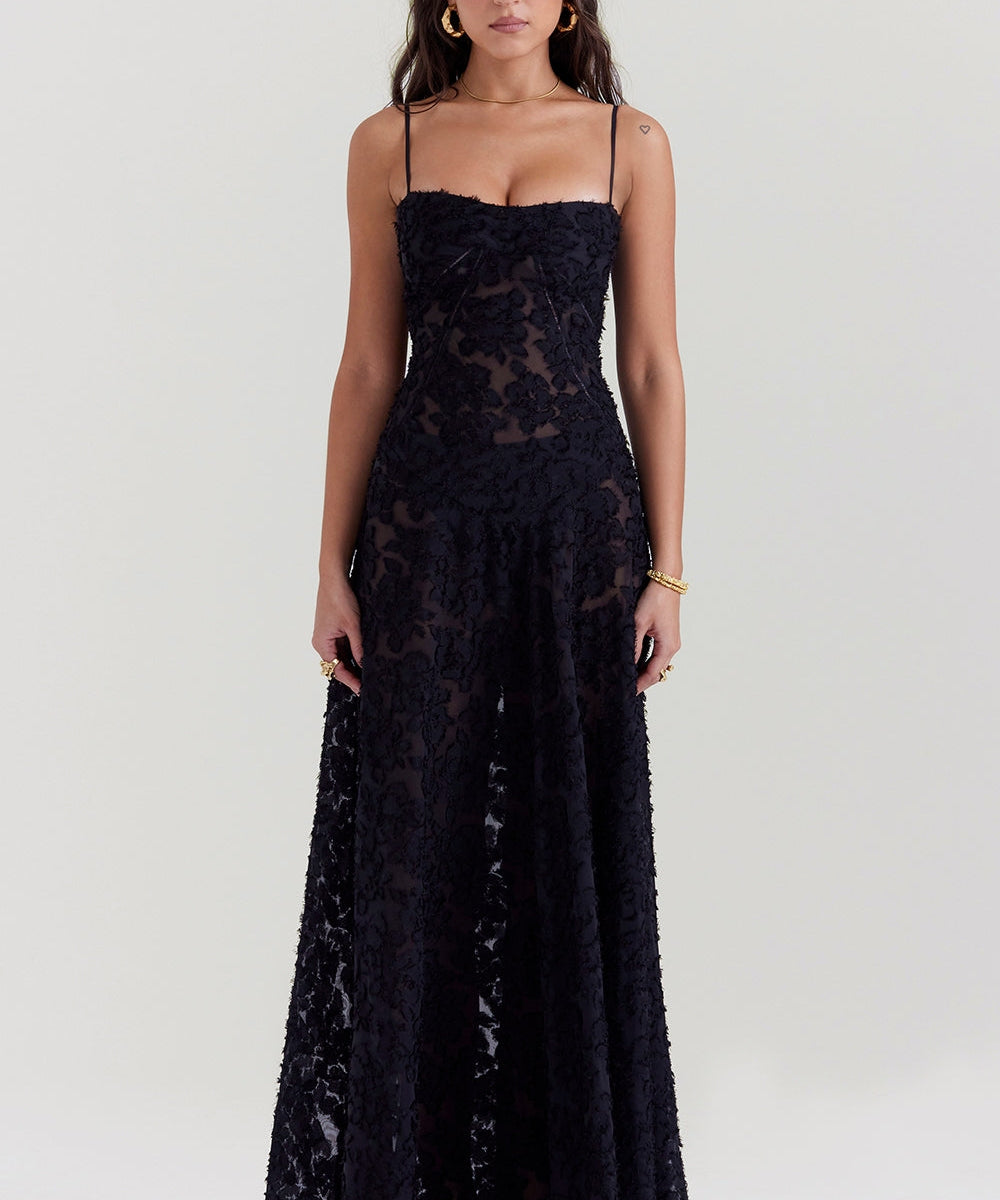 Seren – Rochie de Damă Maxi din Dantelă Florală Vintage