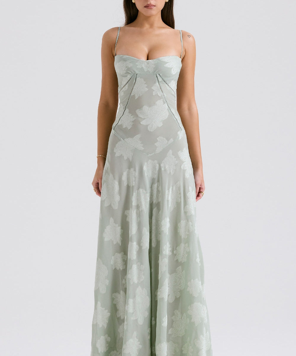 Seren – Rochie de Damă Maxi din Dantelă Florală Vintage