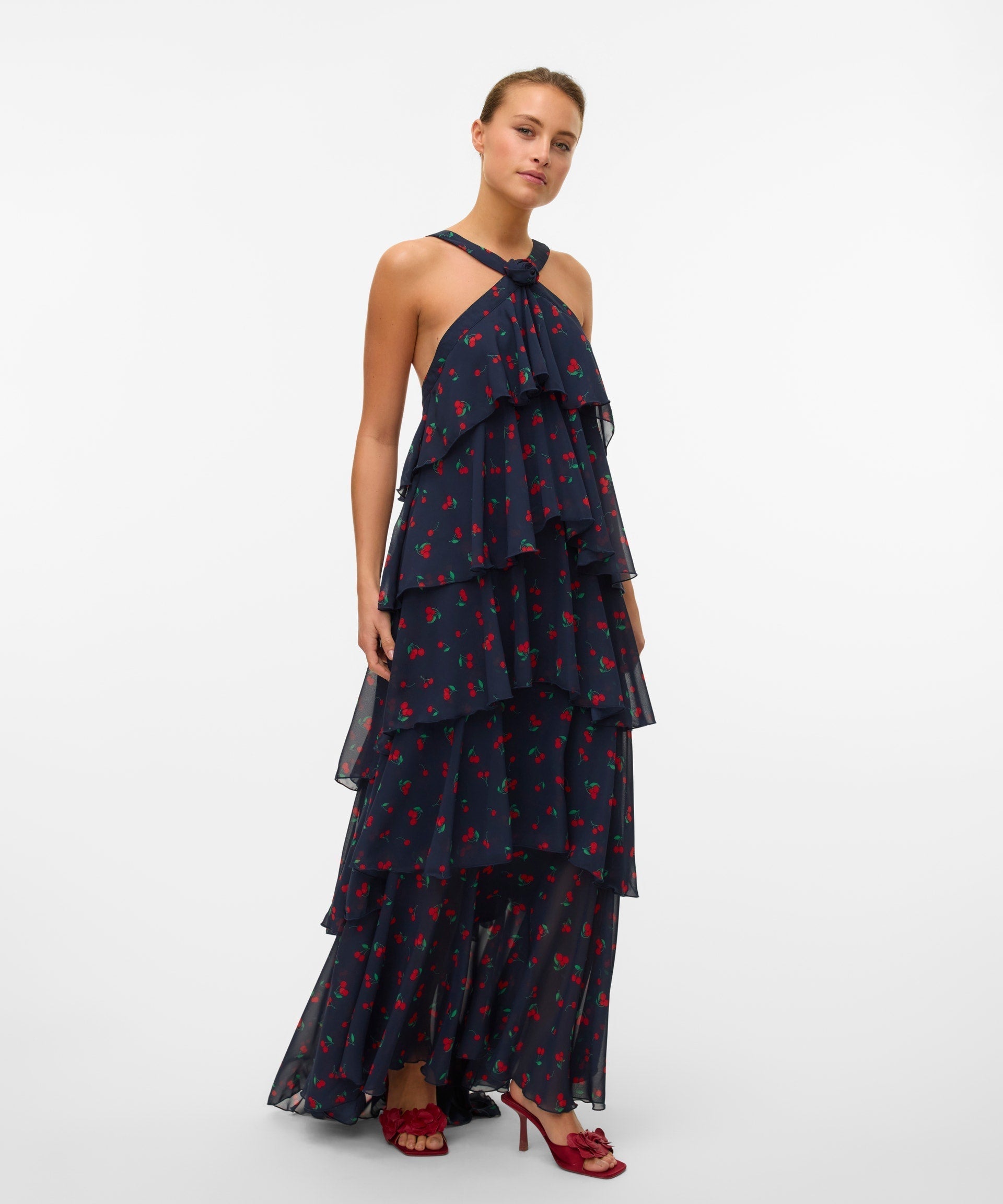 Vera – Rochie Maxi de Damă cu Volane Stratificate Elegantă