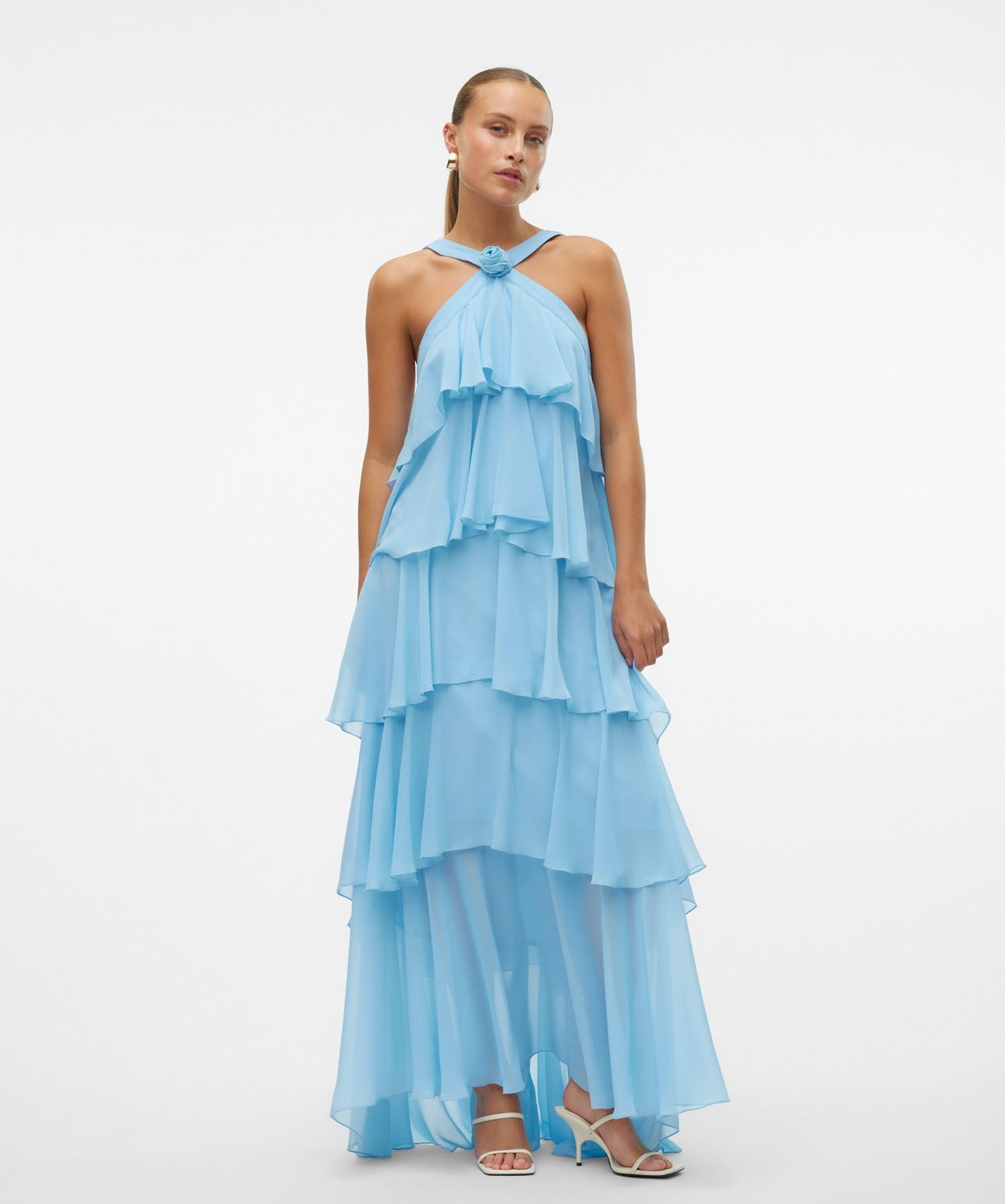 Vera – Rochie Maxi de Damă cu Volane Stratificate Elegantă