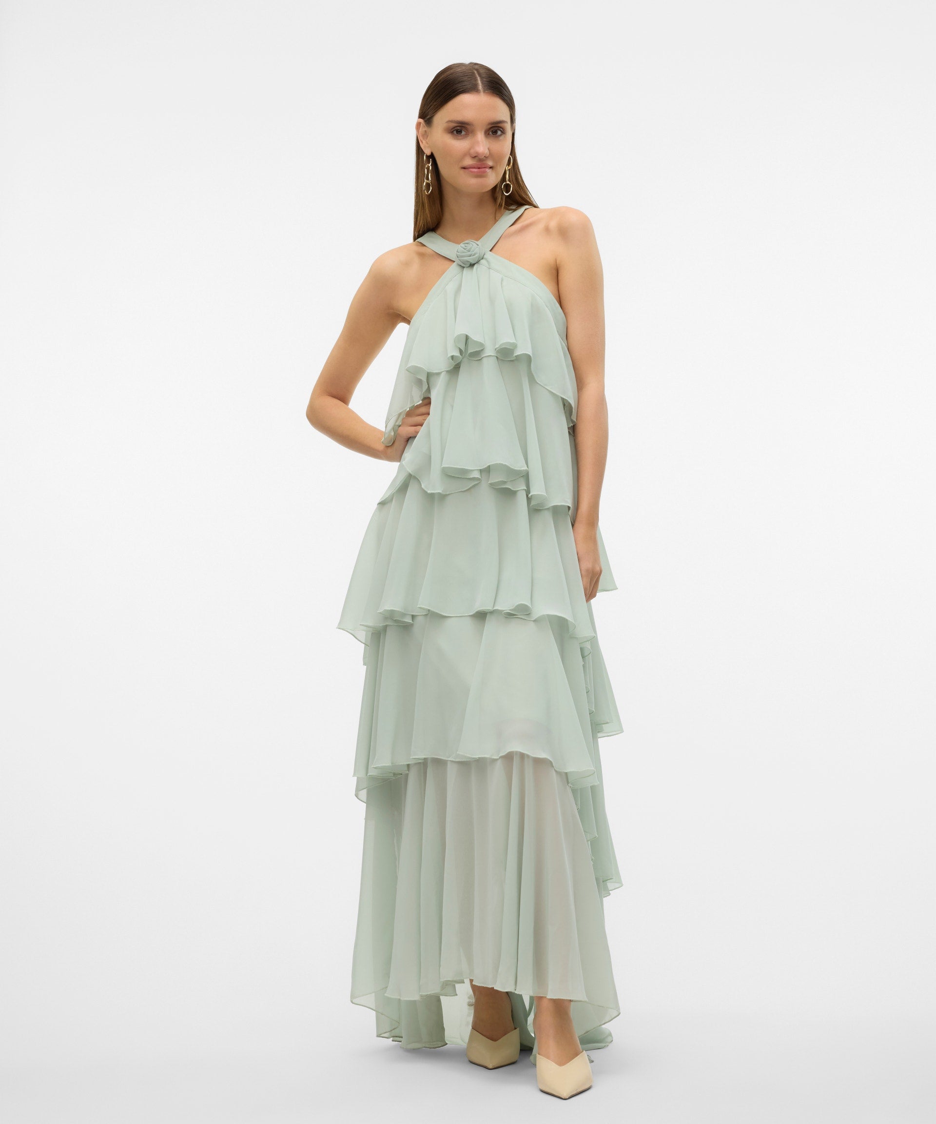 Vera – Rochie Maxi de Damă cu Volane Stratificate Elegantă