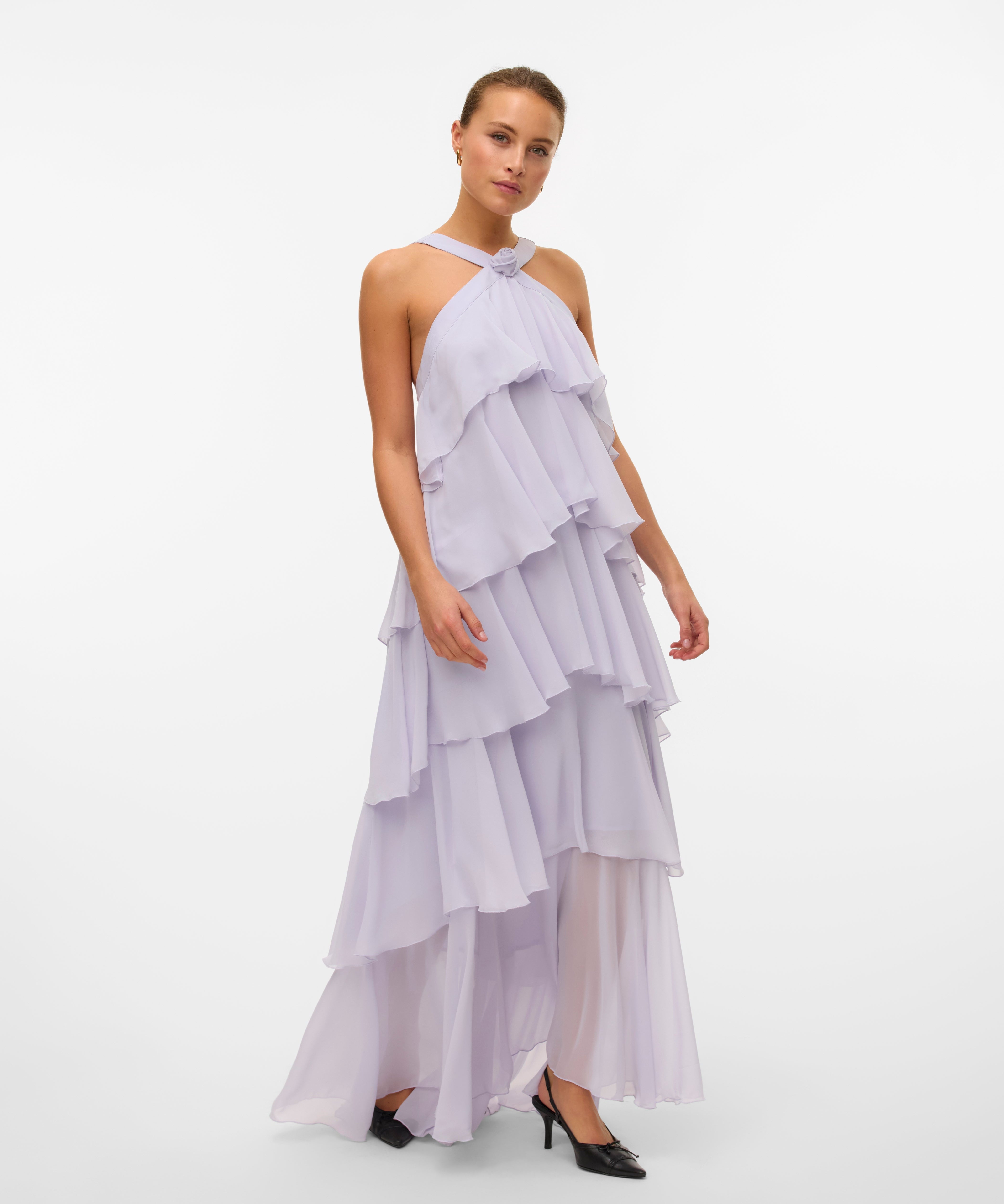 Vera – Rochie Maxi de Damă cu Volane Stratificate Elegantă