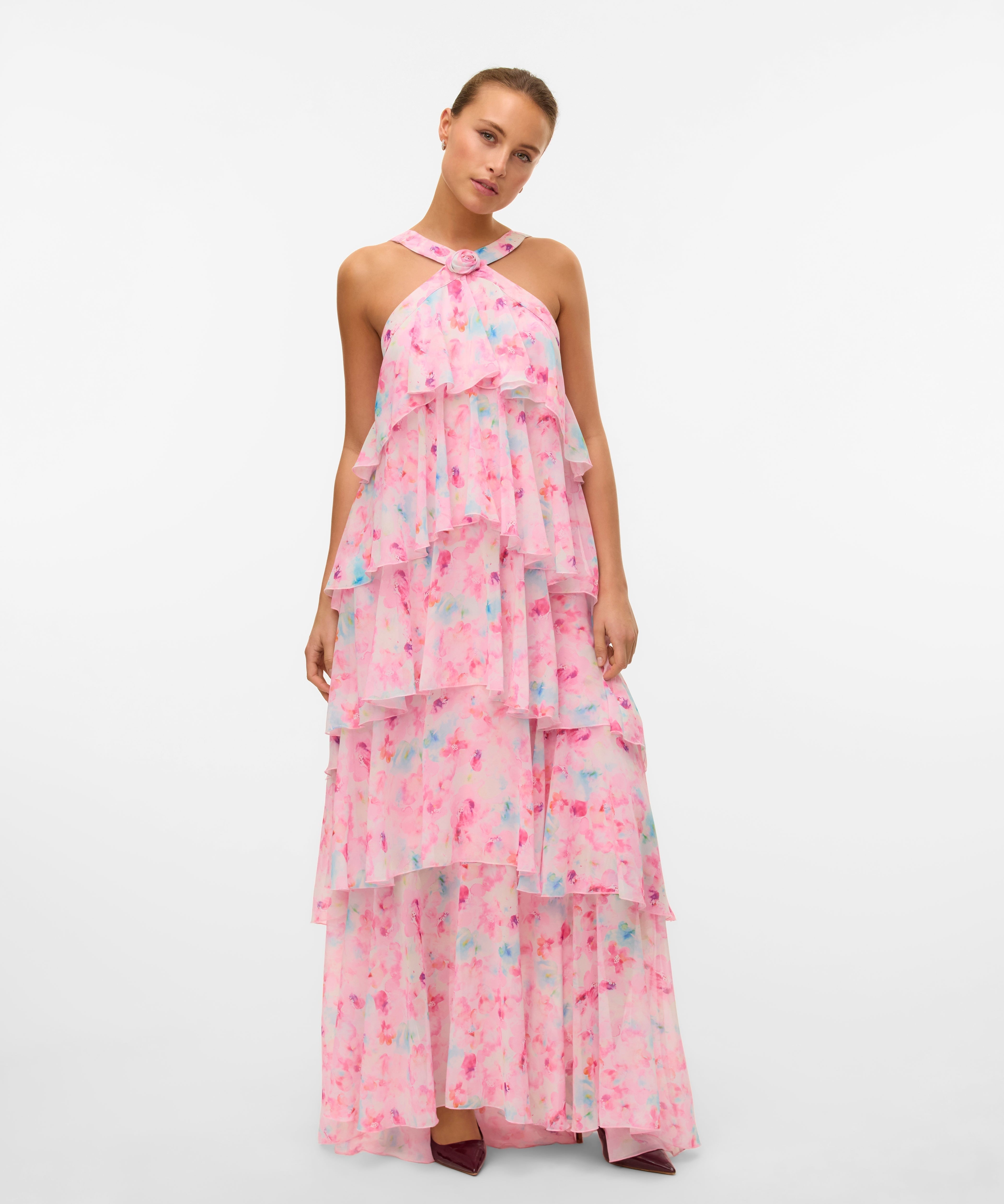 Vera – Rochie Maxi de Damă cu Volane Stratificate Elegantă