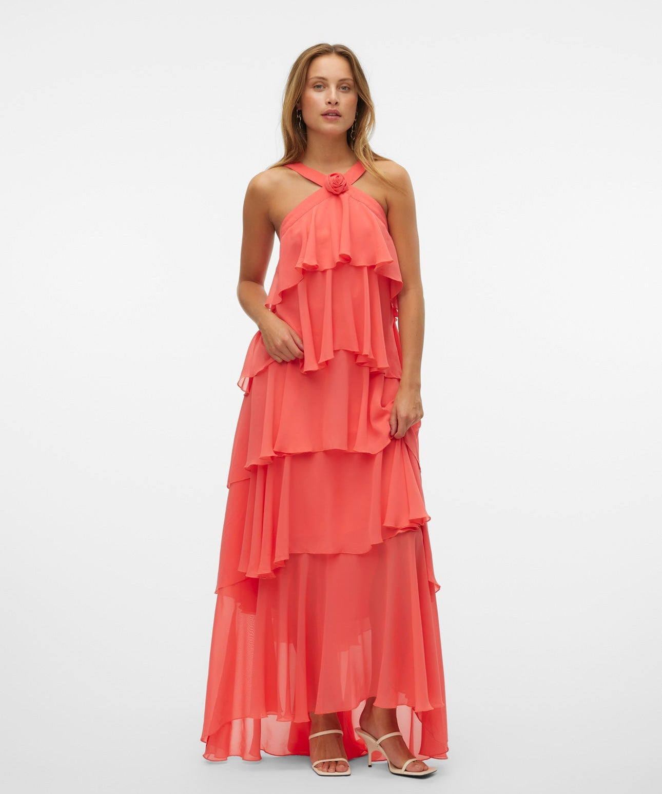 Vera – Rochie Maxi de Damă cu Volane Stratificate Elegantă