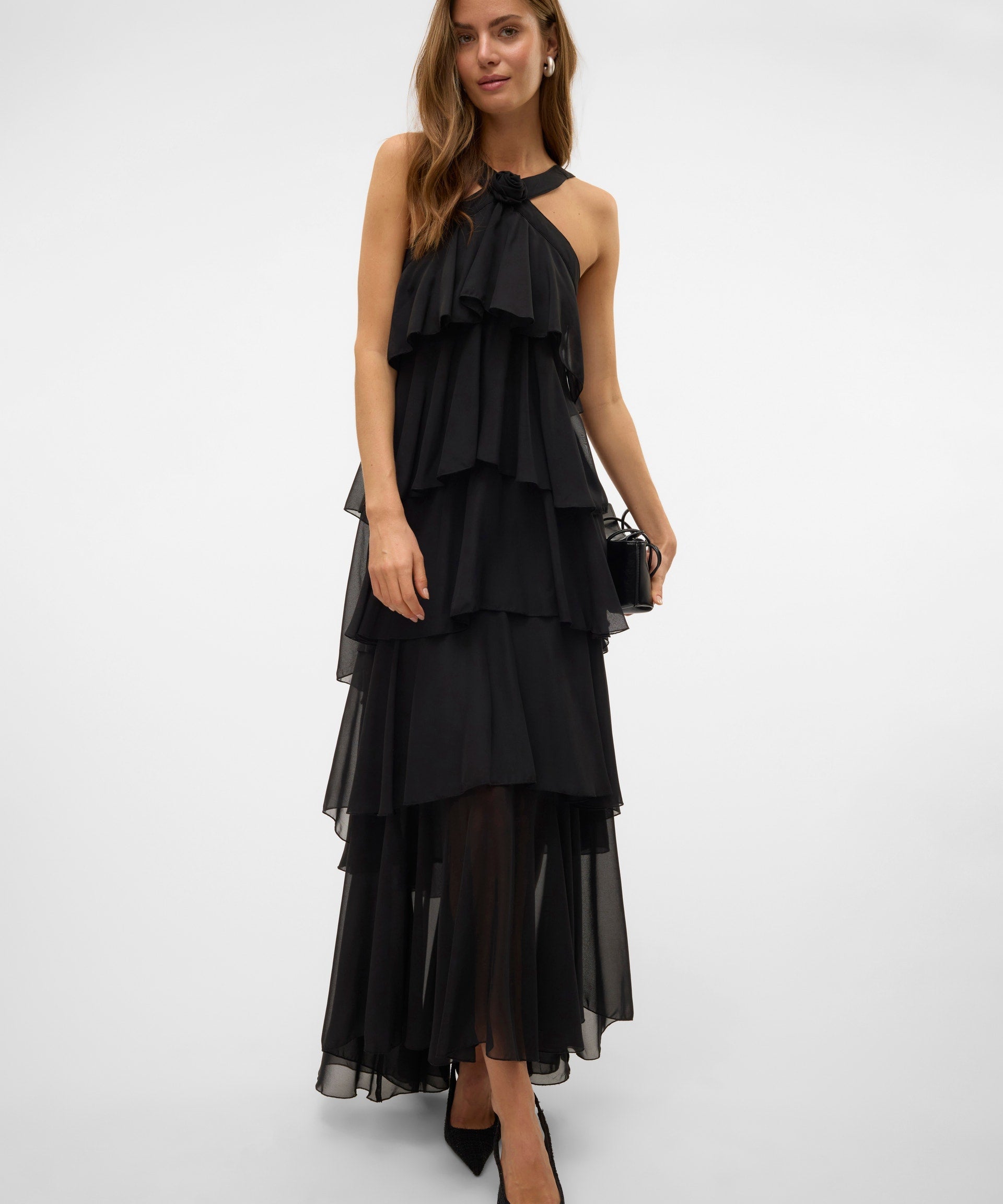 Vera – Rochie Maxi de Damă cu Volane Stratificate Elegantă