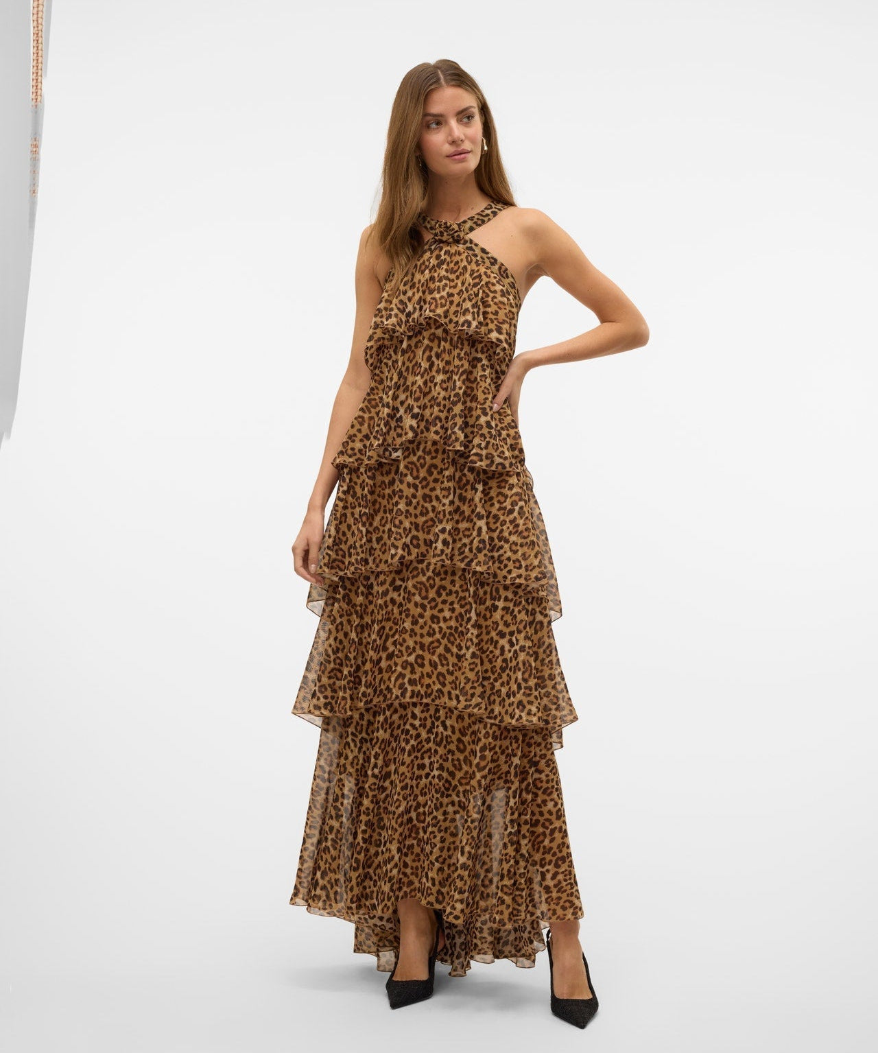 Vera – Rochie Maxi de Damă cu Volane Stratificate Elegantă