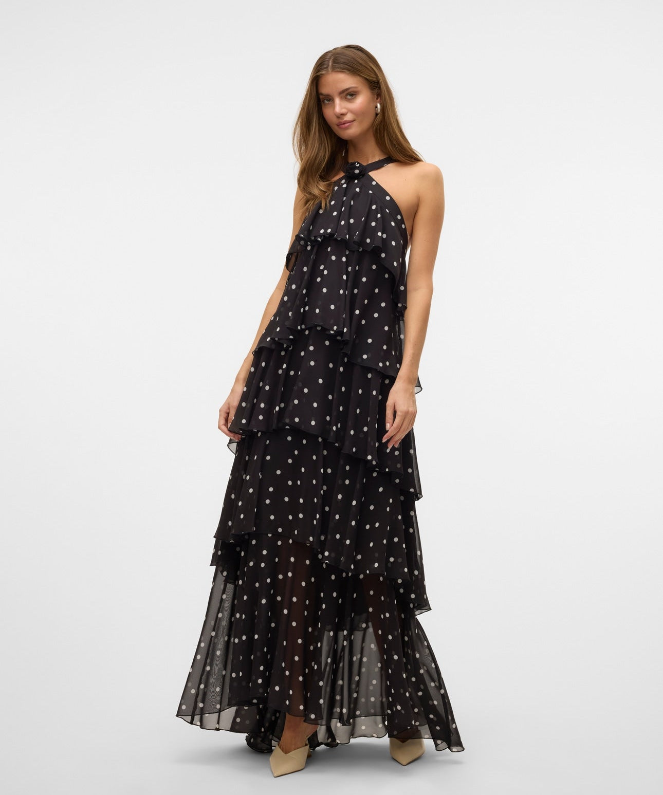 Vera – Rochie Maxi de Damă cu Volane Stratificate Elegantă