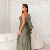 Camira – Rochie de Damă Maxi Elegantă cu Umăr Asimetric și Fante